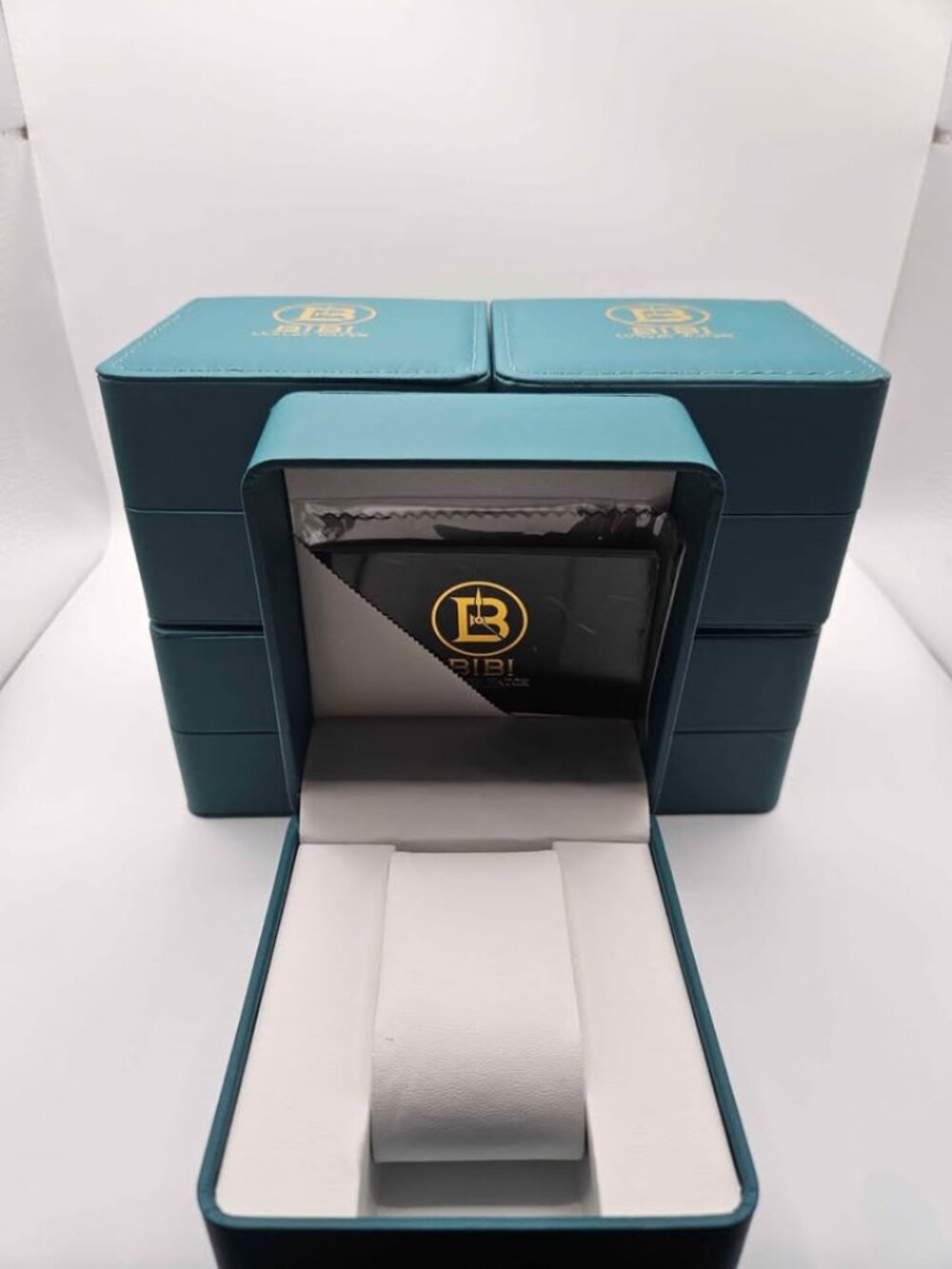 Premium Luxury Watch Display Boxes - Lot of 5 (Teal Leatherette)